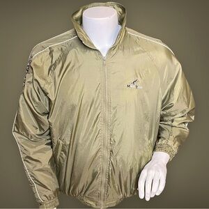 VTG Mesotron Men’s Lightweight Sage Green Windbreaker Bomber Jacket Size Small
